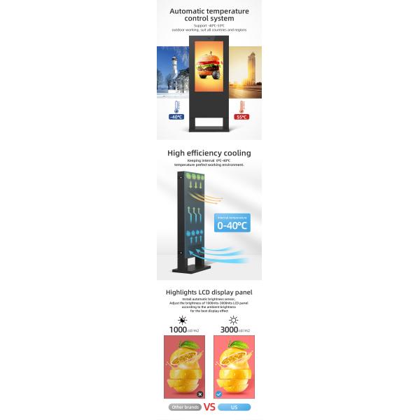 4K HD Waterproof Lcd Floor Standing Digital Signage Billboard Outdoor Advertising Screen