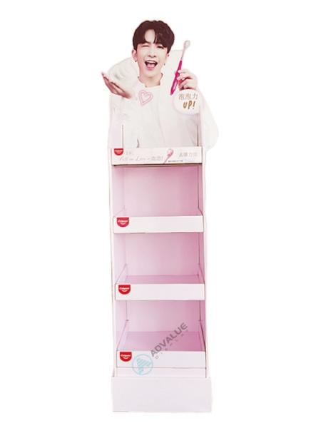 Glossy Cardboard Floor Displays Customizable Retail Stand Display For Colgate