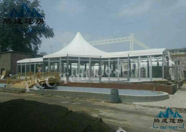 Customized Logo Hotel Bell Tent Rain Proof With Light Frame Steel Structure