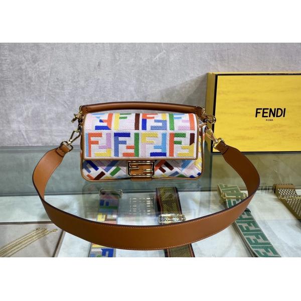 Women F Letters Pattern Denim Baguette Bag Embroidery Series
