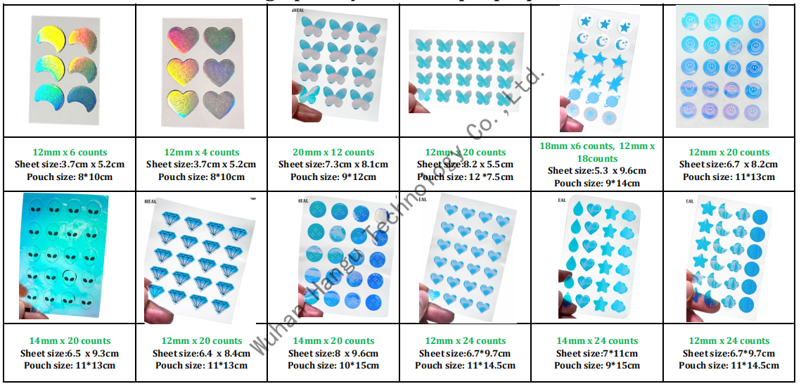 OEM Color Logo Laser Hydrocolloid Acne Patches Spot Pimple Patch Dia 12mm