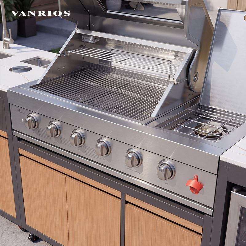 Heavy Duty Waterproof Outdoor Kitchens & Bbq Islands With Integrated Flame Safety Device Propane Grill