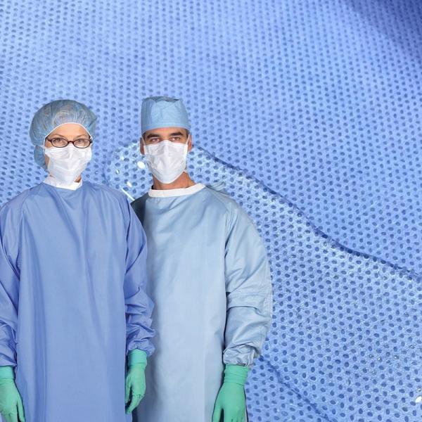 Surgical Gown Making Material Sms Smms Smmms Nonwoven Fabric Blue Operation Coat