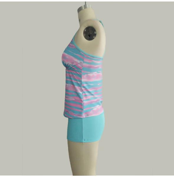 High Quality Girls Gradient Colorful 2 Piece Swimsuit Tankini Beach Wear Womens Swim Wear