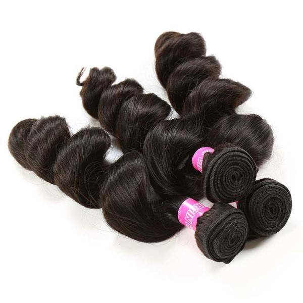 Grade 7A Virgin Peruvian Human Hair Weave Peruvian Loose Wave Color 1B