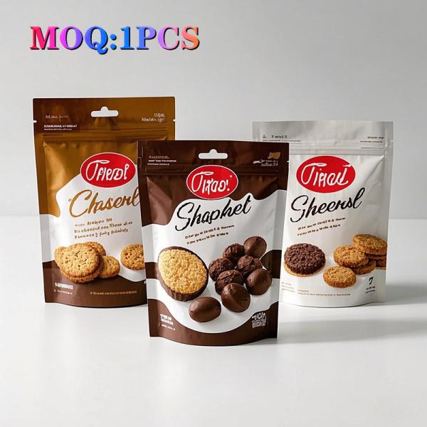 Foil d'aluminium personnalisé Snack Thé Chocolat Sac d'emballage Bonbons Stand Up Pouch Effect Matte Emballage de café en forme libre