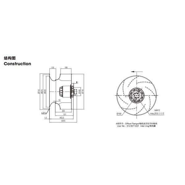 fã 954rpm centrífugo externo para o armário de alta tensão do inversor de Siemens