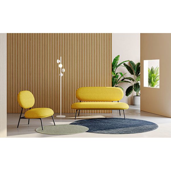 Cupsule Cushion Lounge Sofa On Metal Legs Accent Seat For Hotel And Office