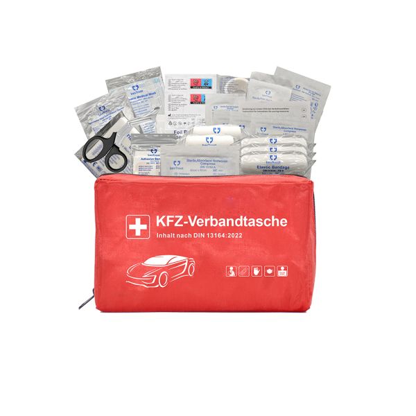 DIN13164-2022 Compliant Vehicle First Aid Kit with 3 Years Warranty and CE/ISO13485/MDR Certification