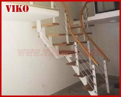 Steel Cable Stair VK91SC  WoodenHandrail  Treed American Oak Carbon Powder-coate Aluminum304 Stainless Steel