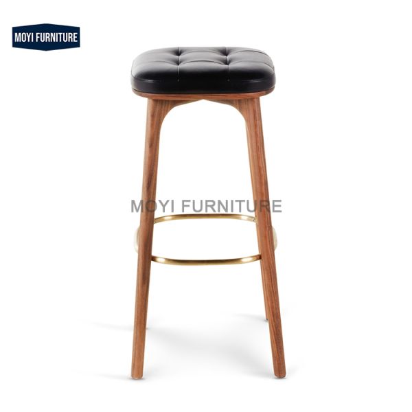 MOYI Bar Chair Solid Wood Luxury American Retro Leisure bar Chair Nordic Hotel Modern Metal High Stool Front Desk Chair