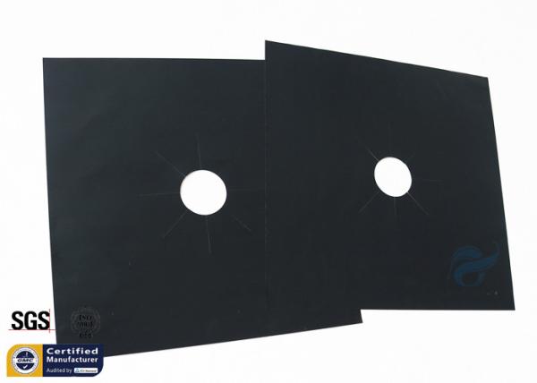 Preto PTFE 260℃ 27X27CM do protetor do queimador de Stovetop da tela da fibra de vidro