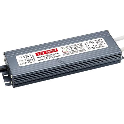 16.5A Silent Ultra Thin LED Driver 12V 200W Waterproof IP67 Wall Light Module