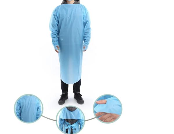Waterproof Disposable Nonwoven CPE Apron Gowns With thumb Loop CPE gown