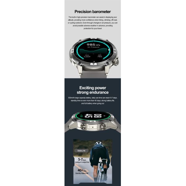 Eraysun GPS Motion Measure Rate HK08 Smartwatch 1.43 Inch AMOLED Screen HK08 Smart Watches