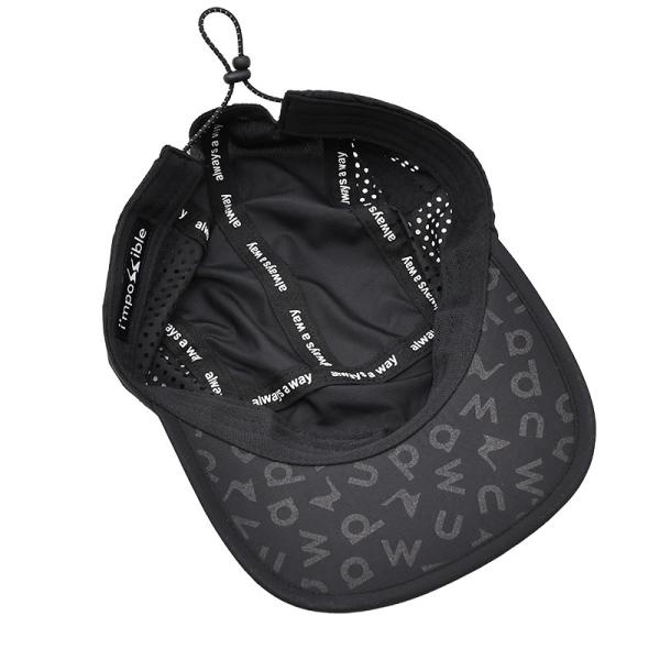 5 Panel Camper Hat with Sports Mesh Sweatband and Flat Brim Shape Laser Cutting Panel