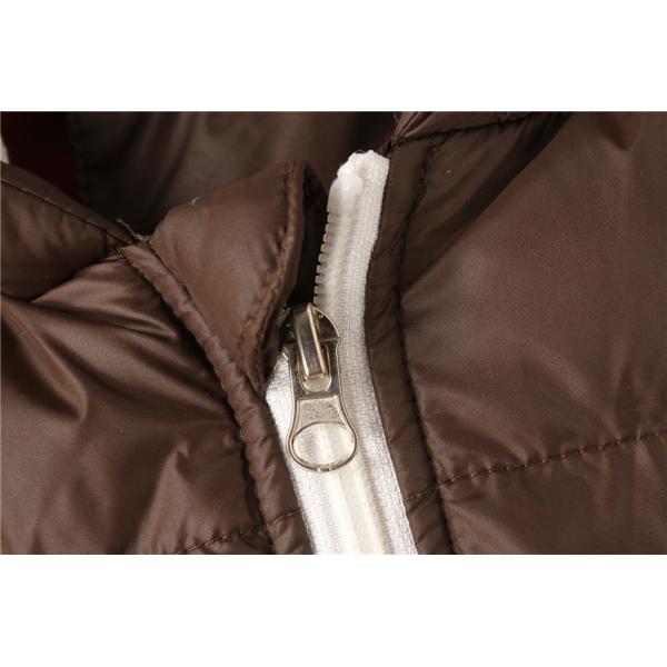 Brown 15/16 Size Kids Padded Gilet With Fur Lining Hood