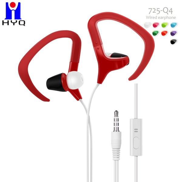 Workout Exercise 125cm Cord Sports Wired Earbuds With Over Ear Hook In Ear Running Headphones