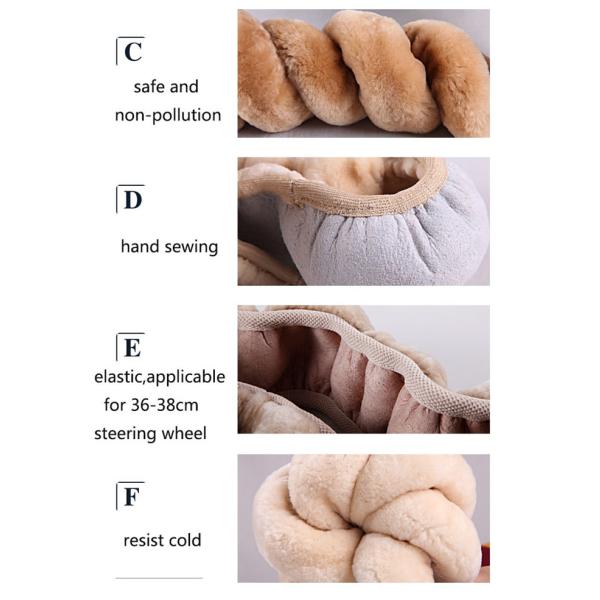 Mano negra teñida de la cubierta del volante de la zalea que cose para la decoración del coche