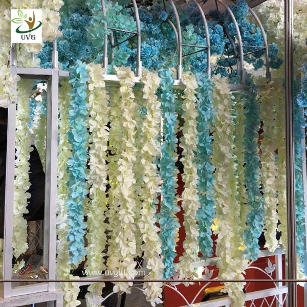 UVG wedding use realistic fake white wisteria flower vine for home garden wall decoration