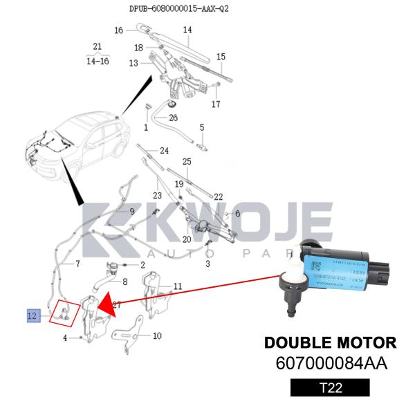 OEM 607000084AA DOUBLE MOTOR T22 for EXEED RX