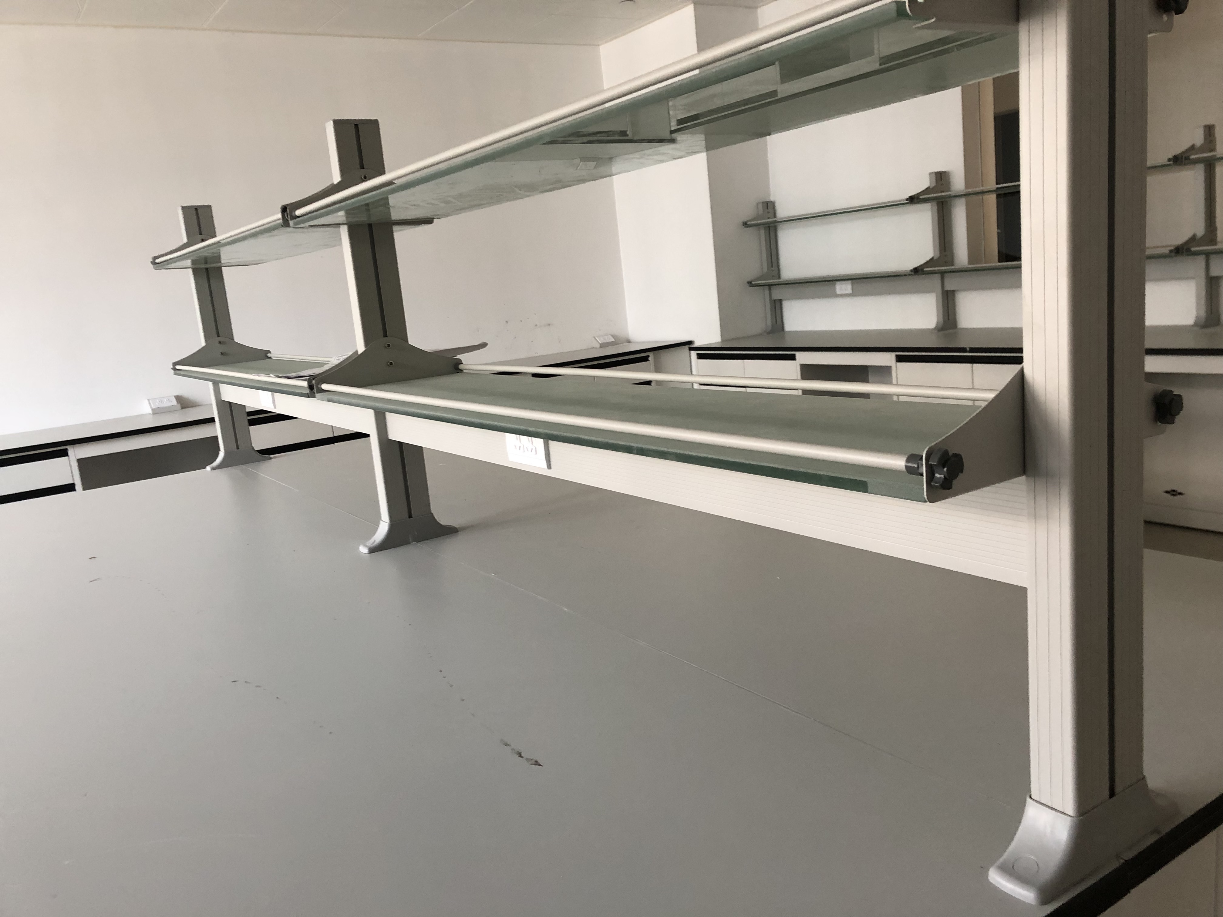Double Tier Lab Reagent Rack Aluminum Alloy / Glass Reagent Shelf