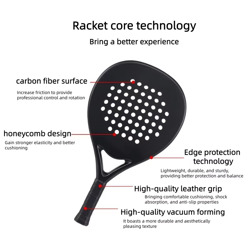 OEM Custom 3K Carbon Fiber Padel Racket with Superior Spin Power and Custom Logo Printing