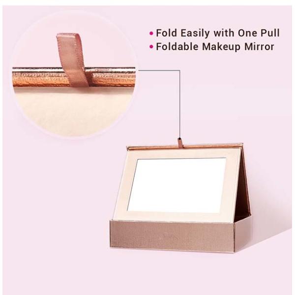 Rose Golden Foldable Cosmetic Travel Box With Makeup Mirror