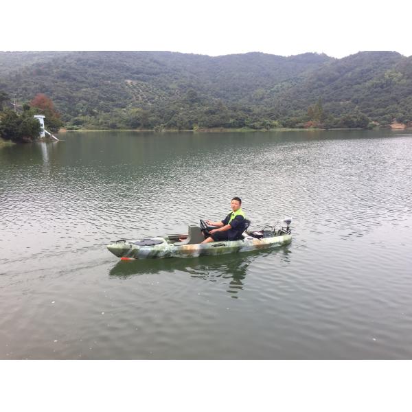 395*92*35cm Single Fishing Kayak Woowave Design With Pedal Drive and Electric Motor