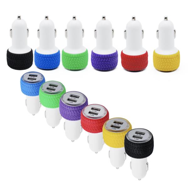 Top Sales Shenzhen Manufacturers Customized Mobile Phone Accessory 5V 2.1A Dual USB silicone Car Charger