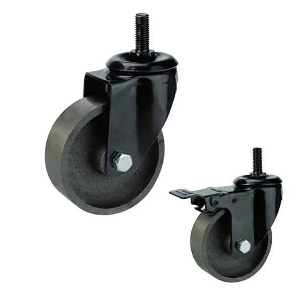 75x32mm Heavy Duty Cast Iron Threaded Stem Swivel Locking Casters