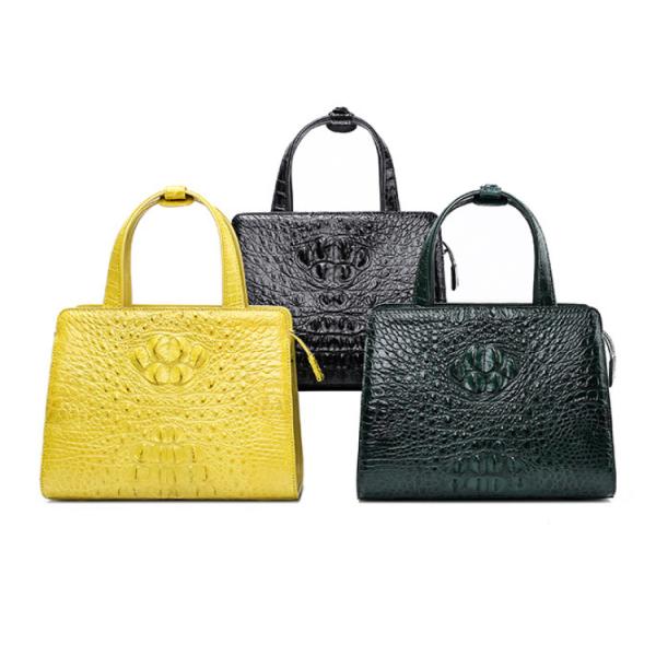 New zipper large capacity women's crocodile leather handbag for lady