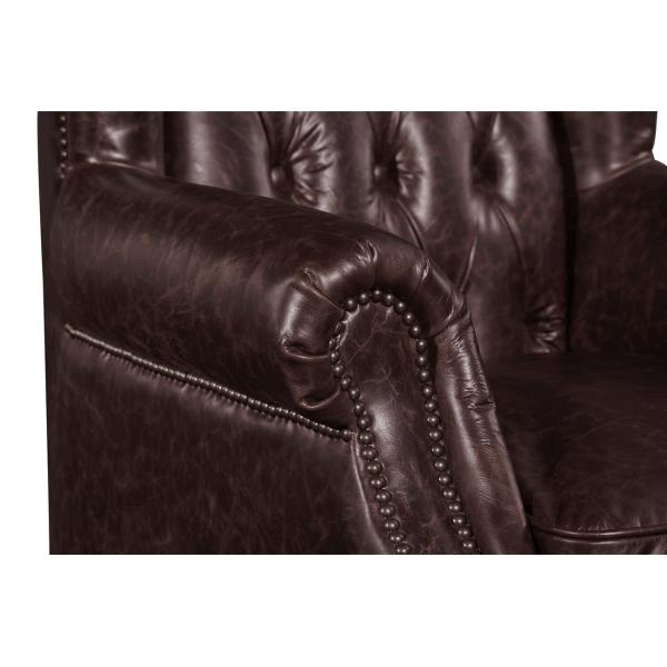 Home Furniture High Back Leather Armchair Movable Eitherdown Cushion Solidwood Frame