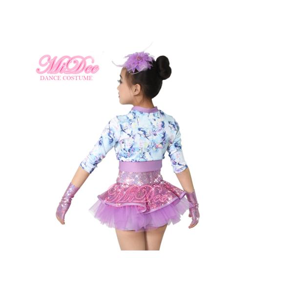 MiDee Tap Jazz Dance Costume Performance Outfits High Waist Jacket Dress for Girls