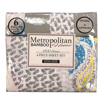 Não preenchimento Impressão sólida Tecido de microfibra 80gm 100% poliéster lençol de cama Set 6pcs