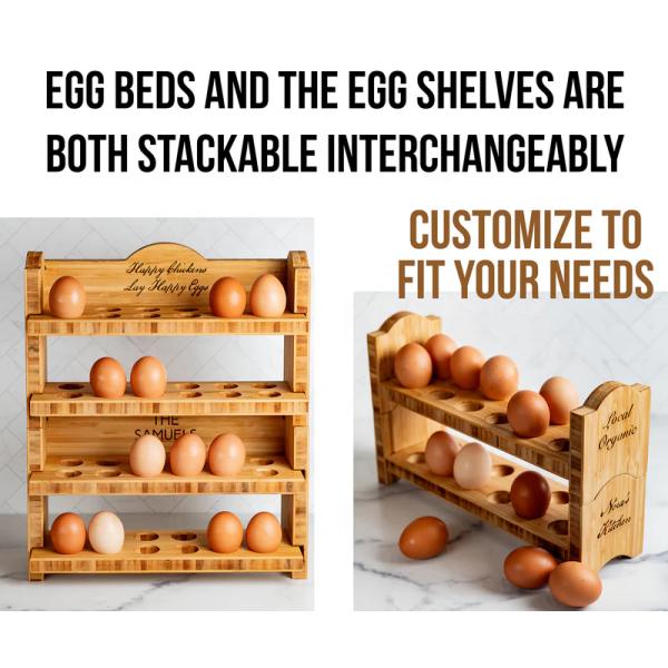 Eco-Friendly Bamboo Rustic Wooden Egg Holder for Fridge Burning or Custom Request