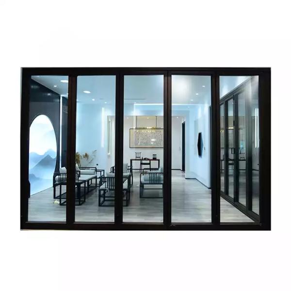 New Design Anti Pinch Hand Aluminum Sliding Door Bifold Brown Glass