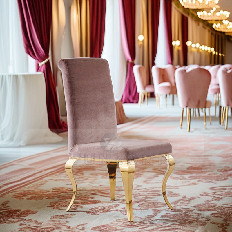 Stainless Steel Wedding Chair for Outdoor Events Coffee Shops Apartments Velvet Fabric Upholstered Dining Chair for Living Room