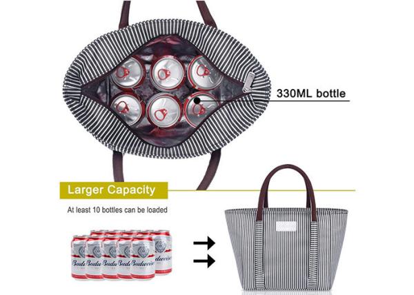 Oxford Cloth Large Insulated Tote Striped Thermal Tote Bag Waterproof