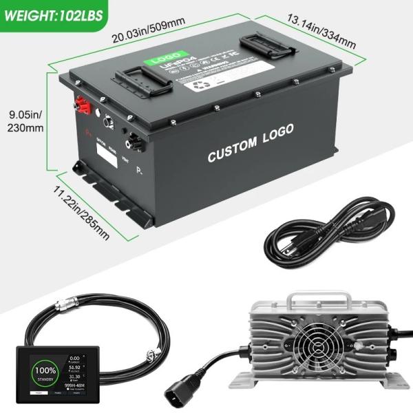 51.2V/72V Durable Power Lithium Ion Golf Cart Battery With Smart BMS