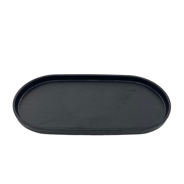 Matte Black 11 Inch Melamine Salad Plate Dinnerware Oval Shape Plates