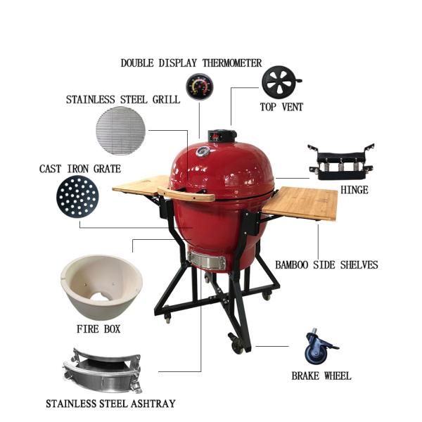 24 Inch BBQ Style Ceramic Grills Kamado Smoker Keramische BBQ for Home and Garden