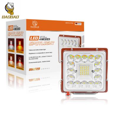 Quadrado Branco Amarelo Flash 4 polegadas Alturas Brilho Car Outdoor LED luzes de trabalho