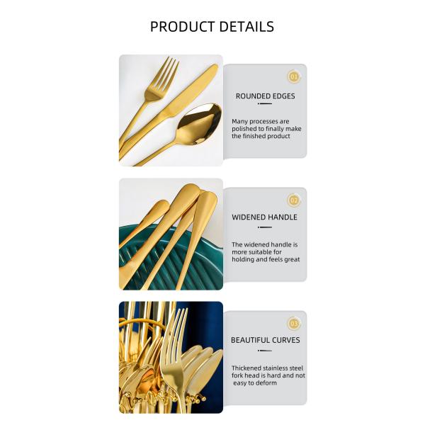 24 PCS Gold Flatware Set for Party Customized Stainless Steel Cutlery Knife Spoon Fork