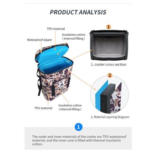 На открытом воздухе сумка охладителя ТПУ 36 может, рюкзак охладителя камуфлирования для располагаться лагерем пешего туризма