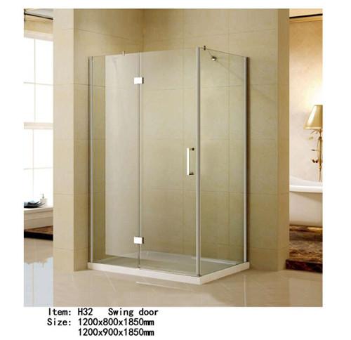 Rectangle Folding Frameless Glass Shower Enclosures With Stainless Steel Hinges Fixed
