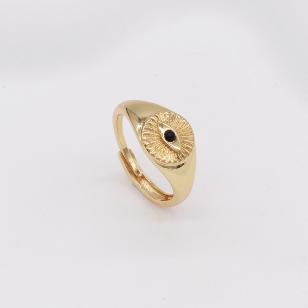 Jiexing Trendy Finger Rings 14K Gold Plated Adjustable Rings Evil Eye Jewelry