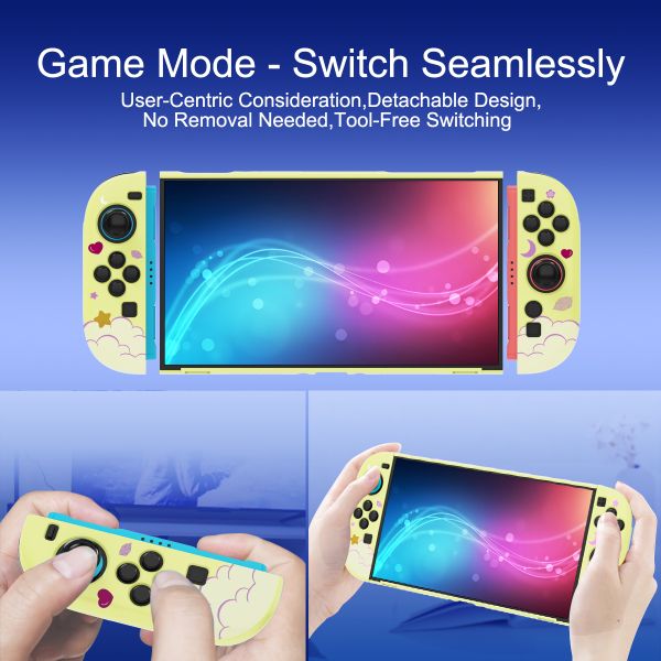 Pastel Yellow Macaron Split Case for Switch 2 & PC - Cute Cartoon Girl Detachable Protective Shell