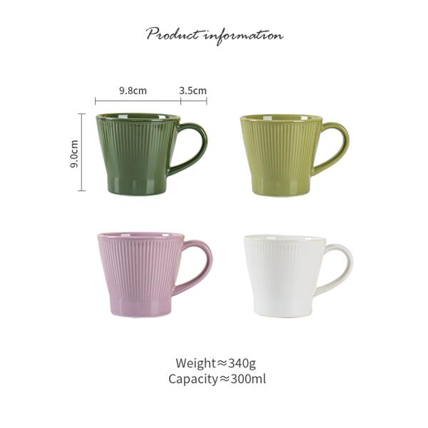 Set de tasses de café en céramique réutilisable 300 ml tasses de porcelaine nordique pour le thé et le cappuccino