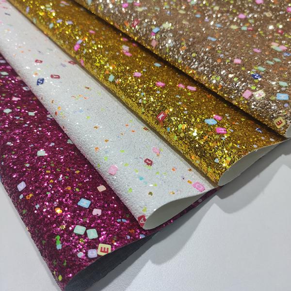 Synthetic Shoes 3D Chunky 50m/Roll Glitter Leather Fabric